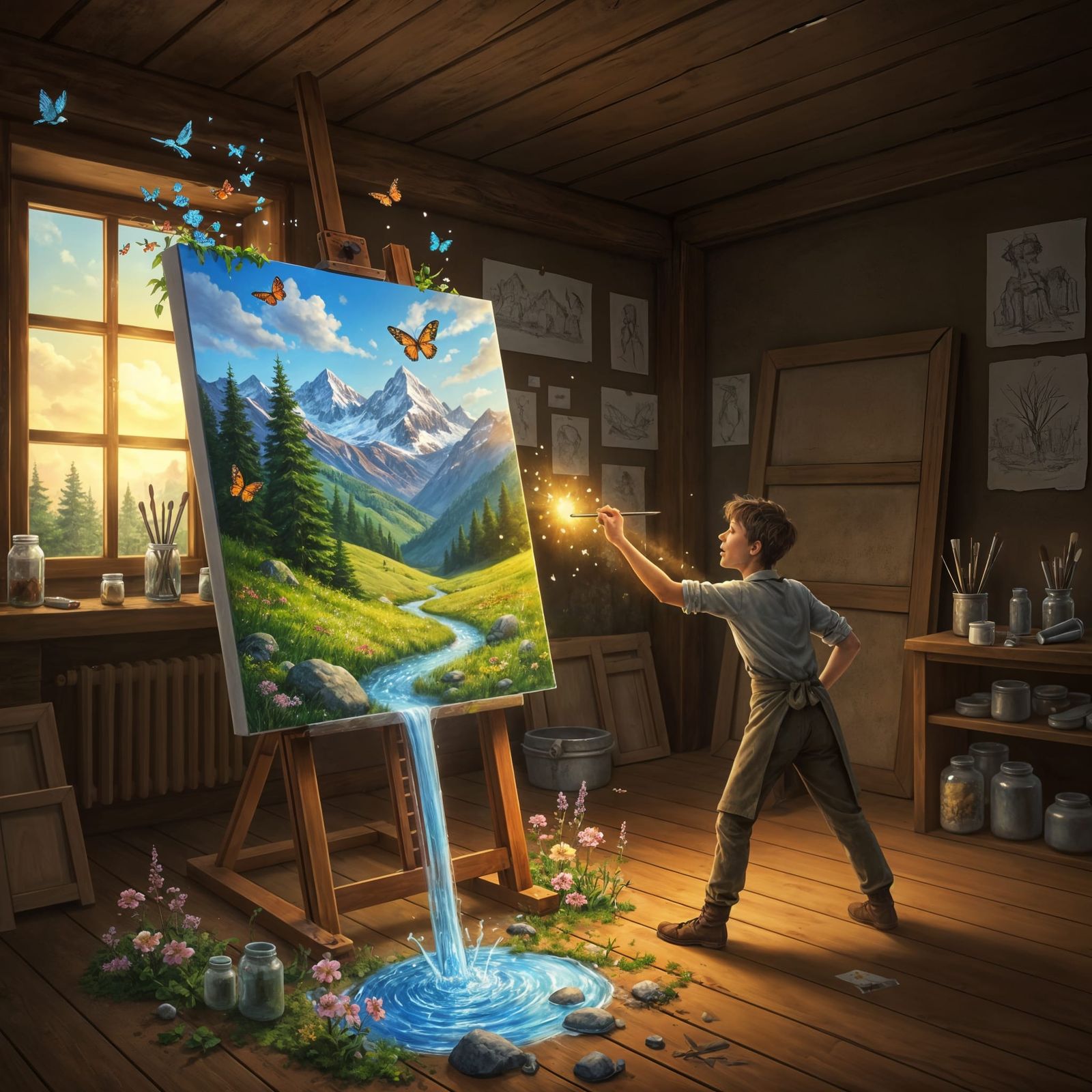 Magical Oil Painting of Art Coming Alive