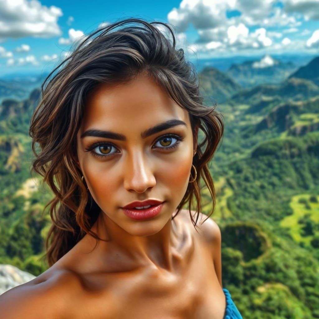 Intense Brown Eyes Shining with Inner Strength