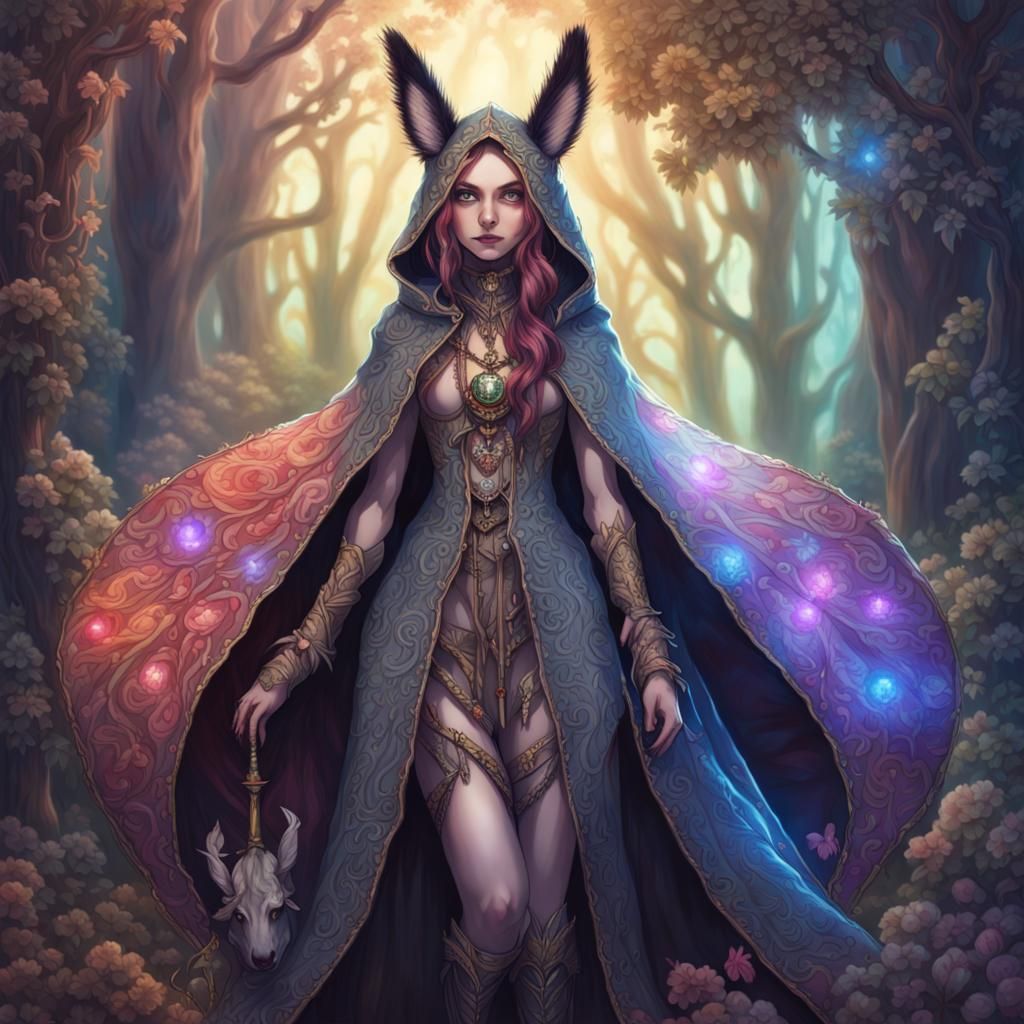 Ethereal Fairycore Woman in Donkeyskin Cloak