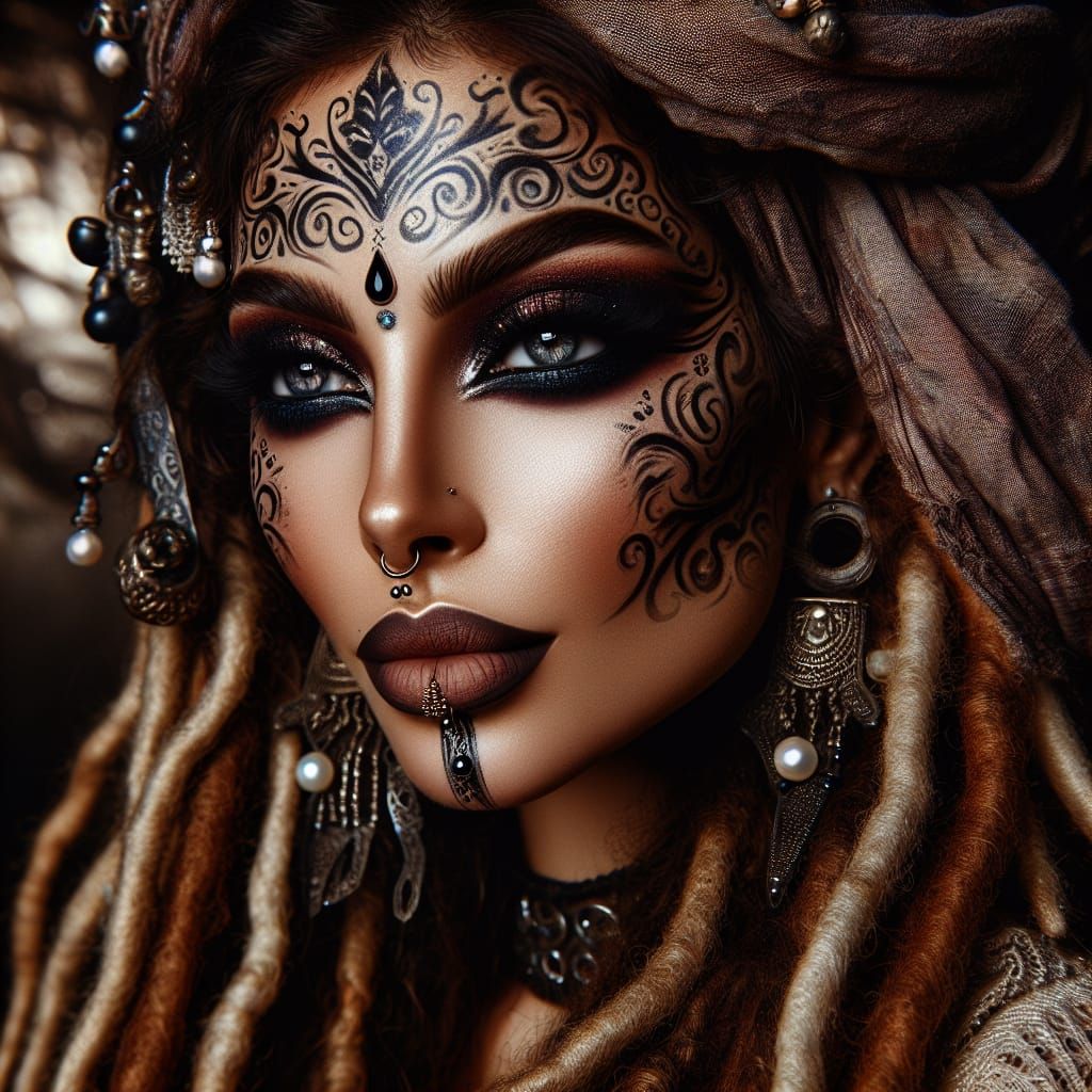 Elegant Middle Eastern Beauty with Dramatic Artistic Makeup