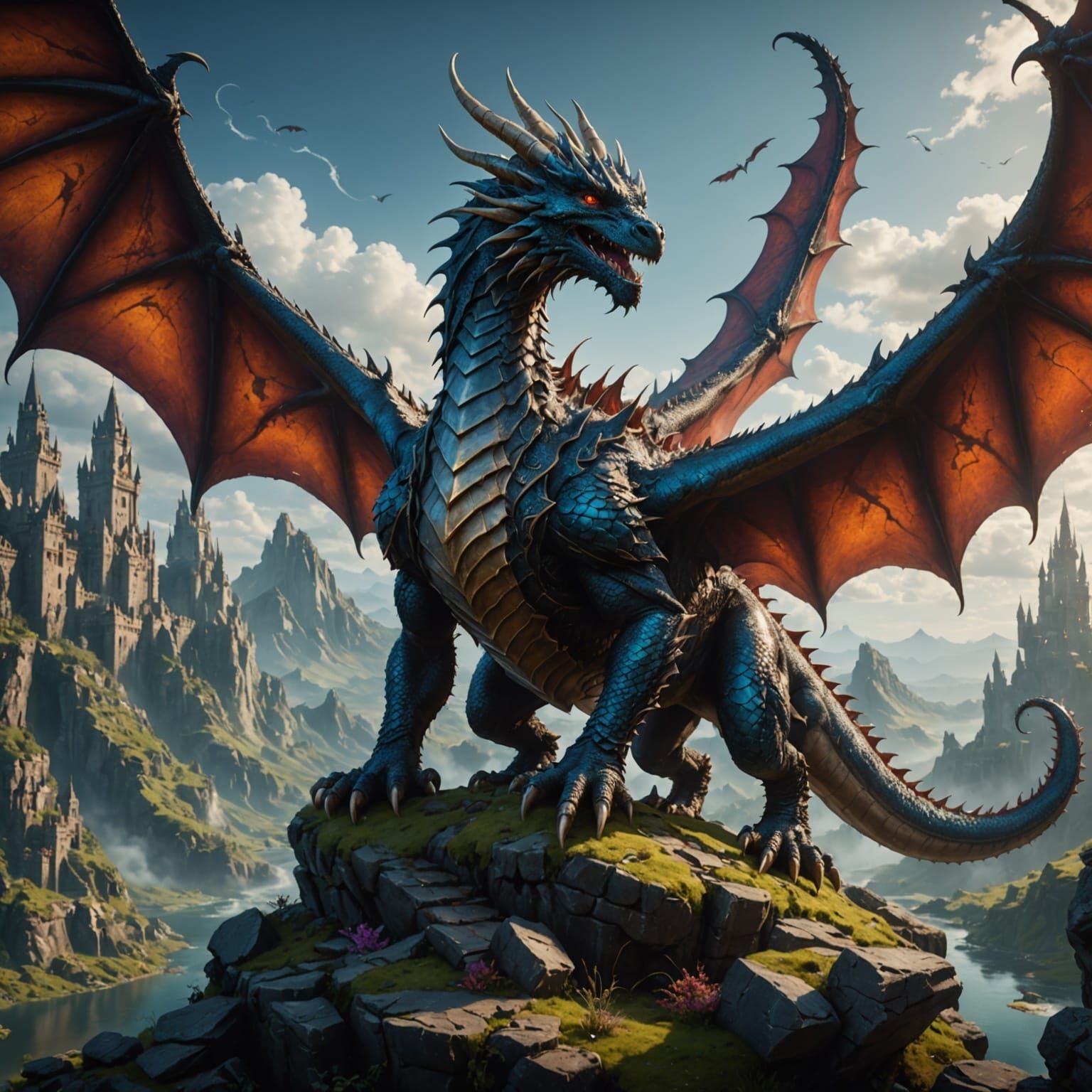 Dragon in Vibrant, Fantastical Infinity Realm