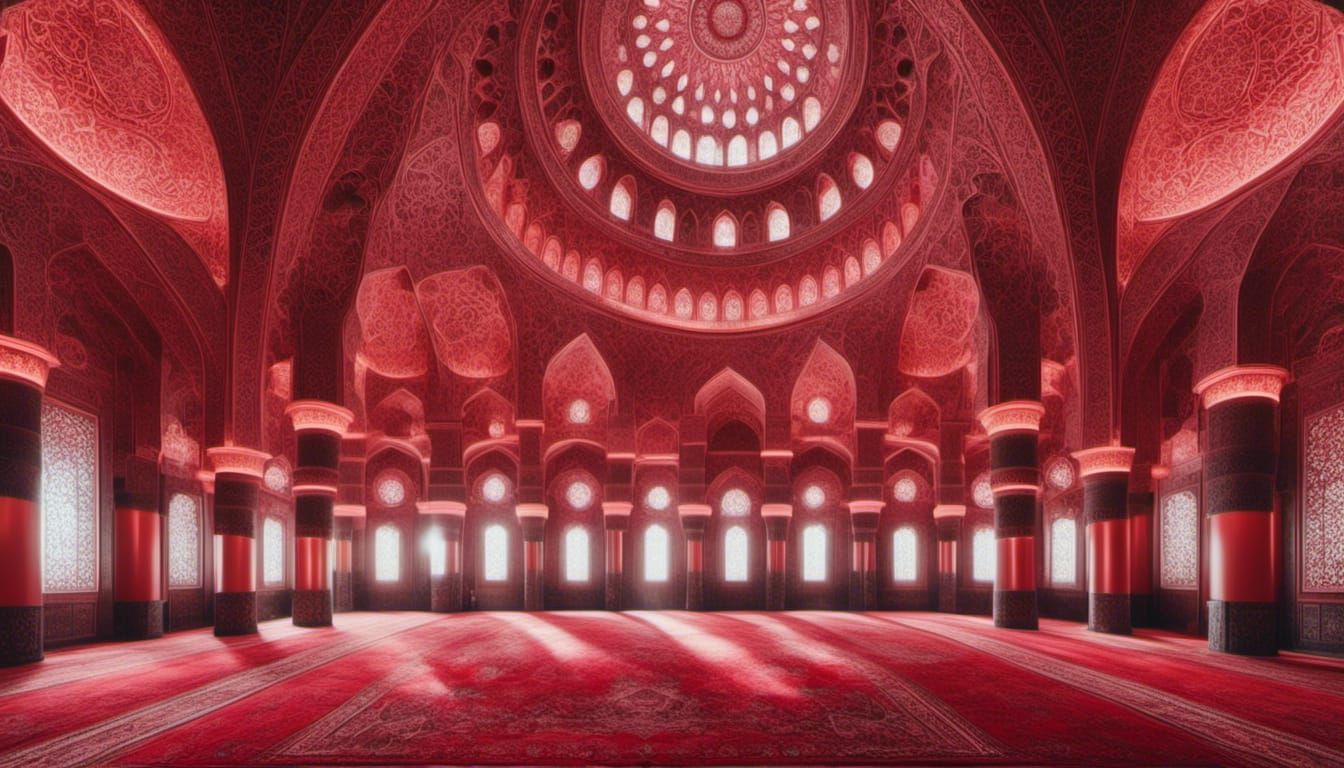 Vibrant Red Mosque in RamadanXL Style