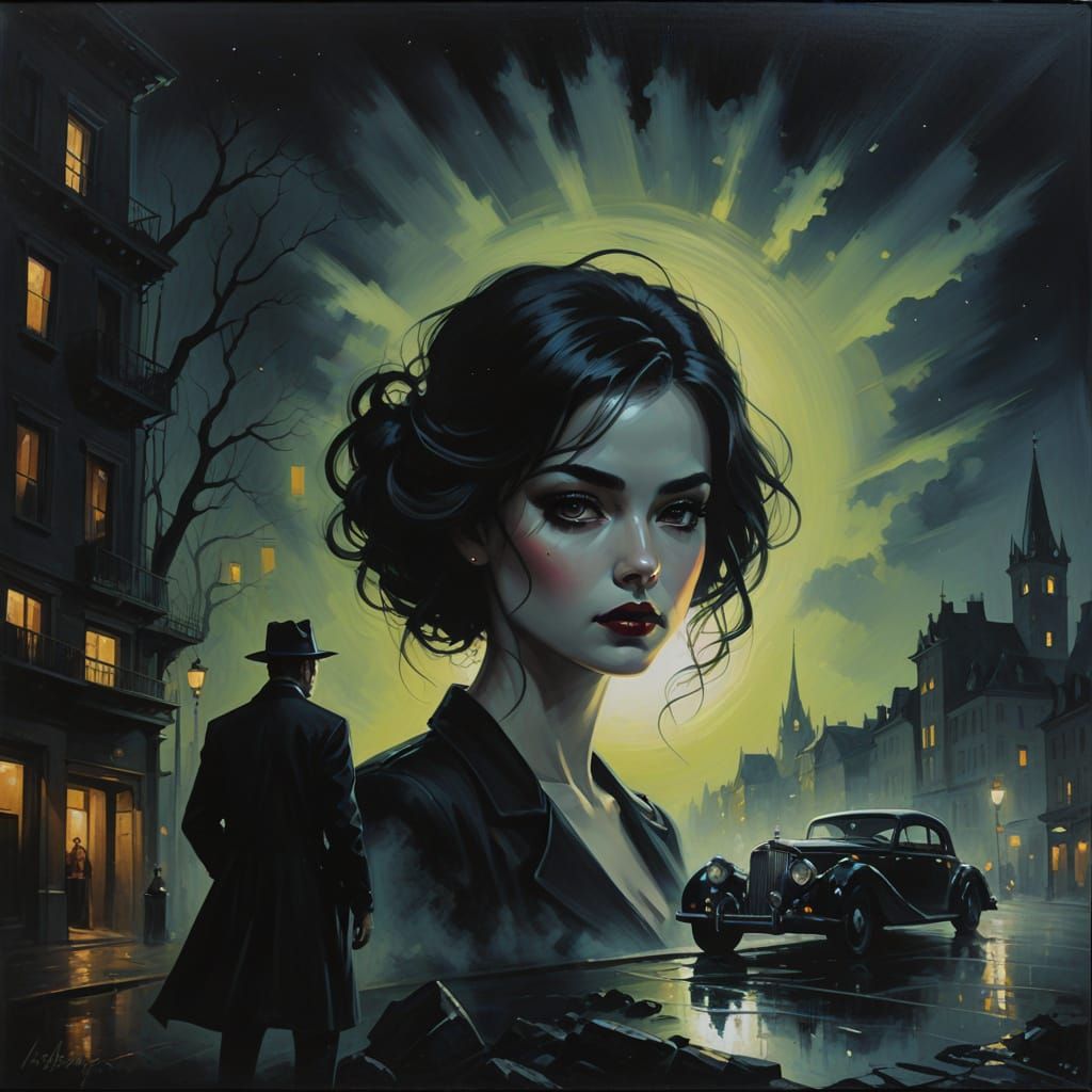 Neo Noir Film Poster in Dark, Mysterious Style