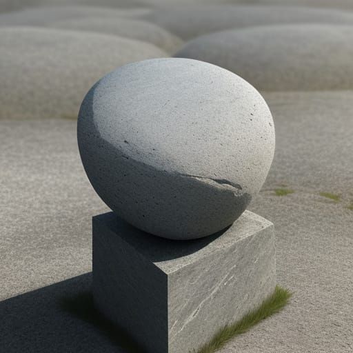 Minimalist Stone Sculpture in Serene Landscape