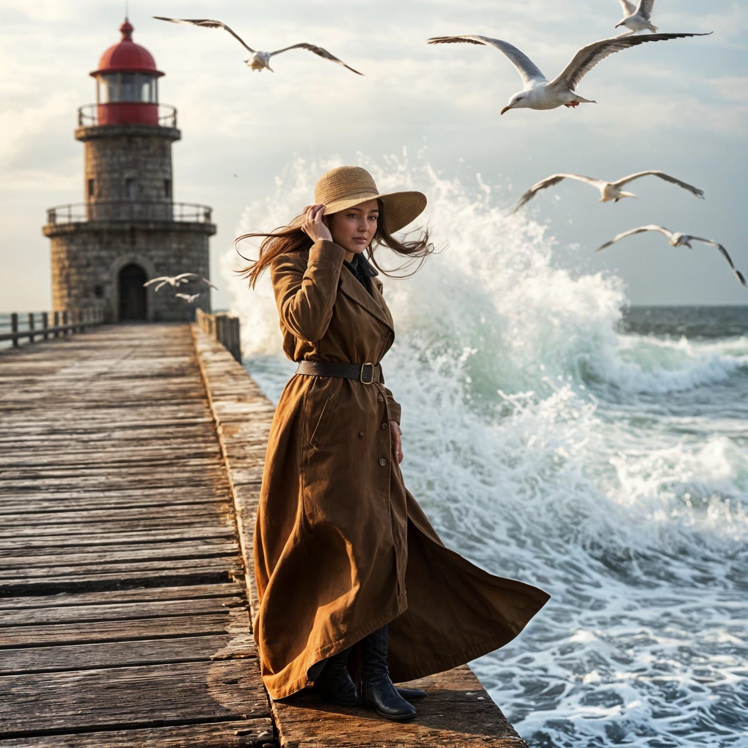 Windy Day at the Lighthouse Pier