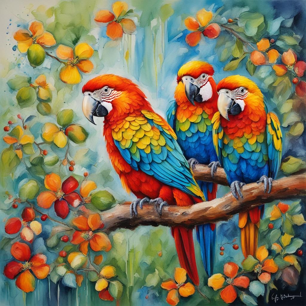 Farbenfroher Papagei auf einem Ast