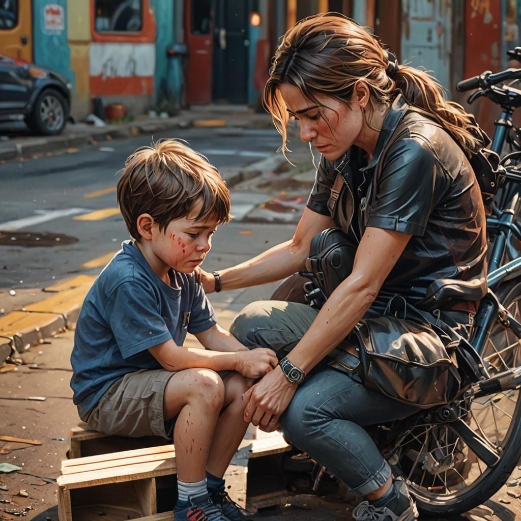 Simple Scene: Person on Crate with Bike