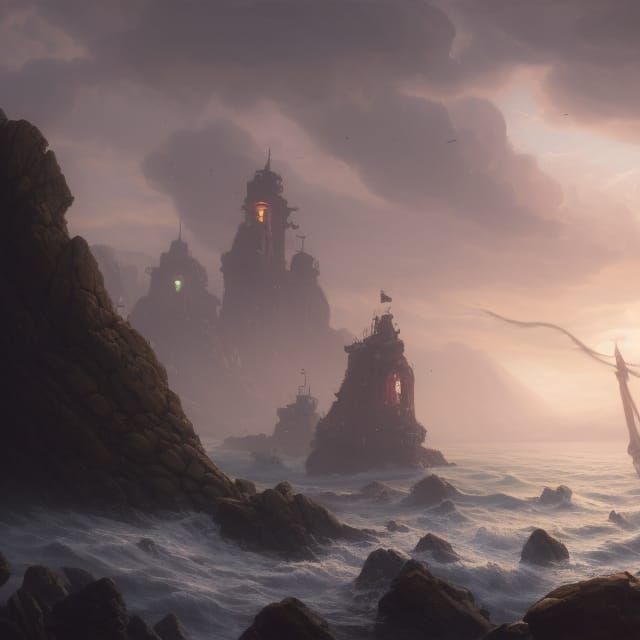 Kraken Lifts Ship: Detailed Matte Painting in Unreal Engine