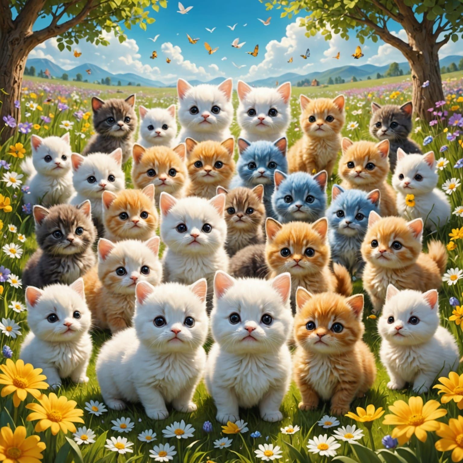 Vibrant Whimsical Wonderland of Adorable Baby Animals