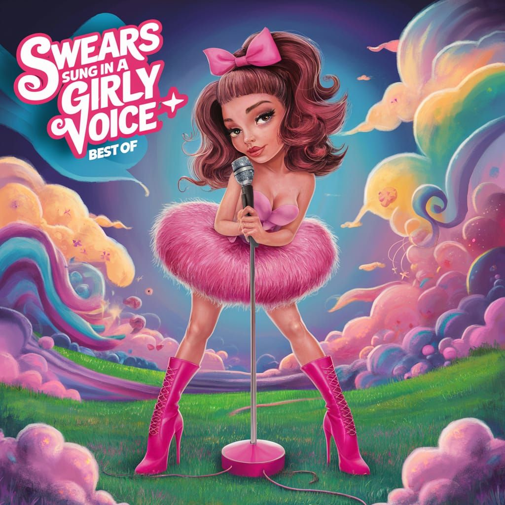 Whimsical Album Cover with Girl in Pink
