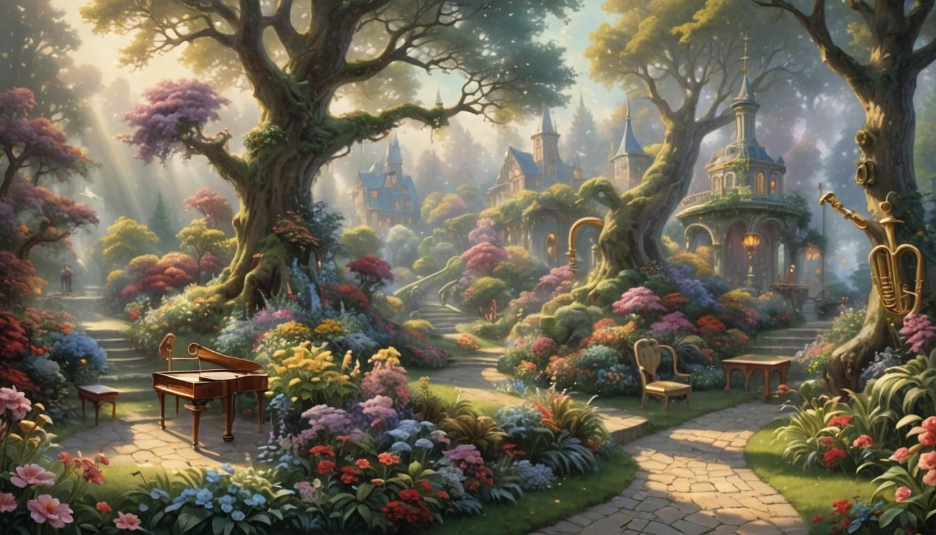 Musical Instruments with Flowing Notes in Ethereal Style