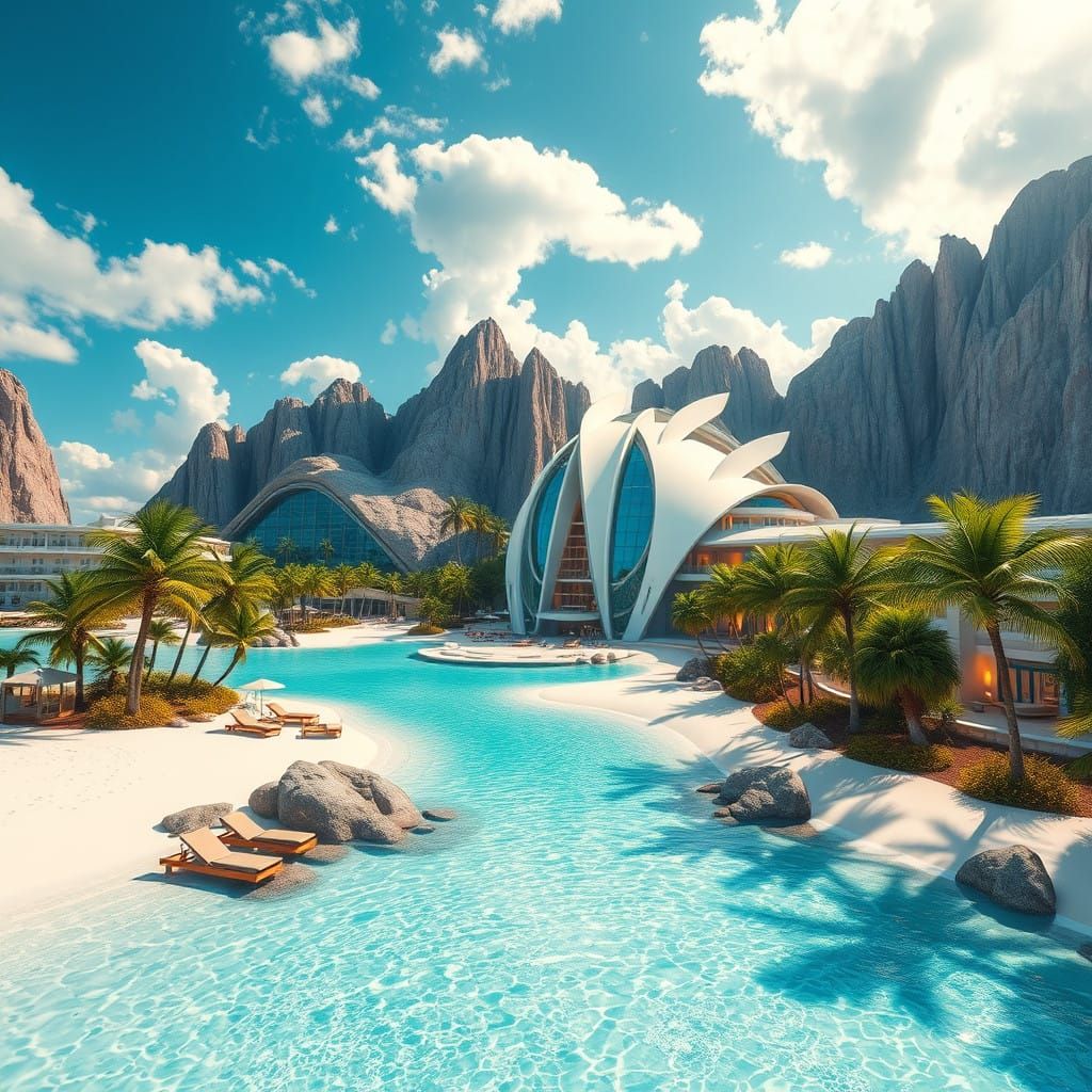 Luxury Futuristic Beach Resort with Eco-Friendly Design