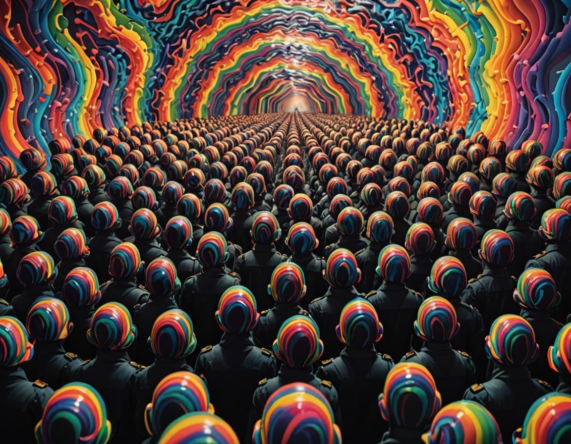 Mesmerizing Rainbow Soldiers in Elastic Reality