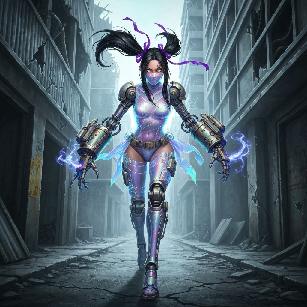 Steampunk Fairy Ninja Steps Through Ruined City