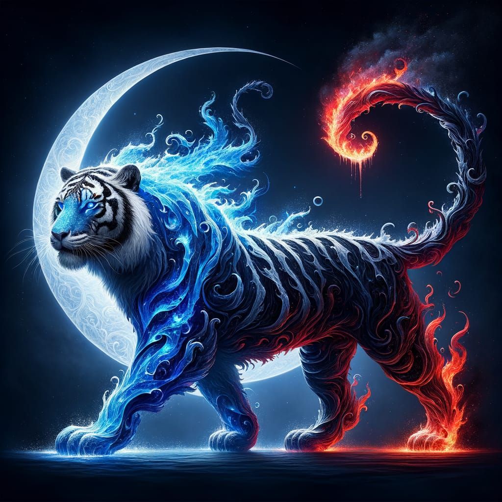 Majestic Ice and Fire Tiger in Void