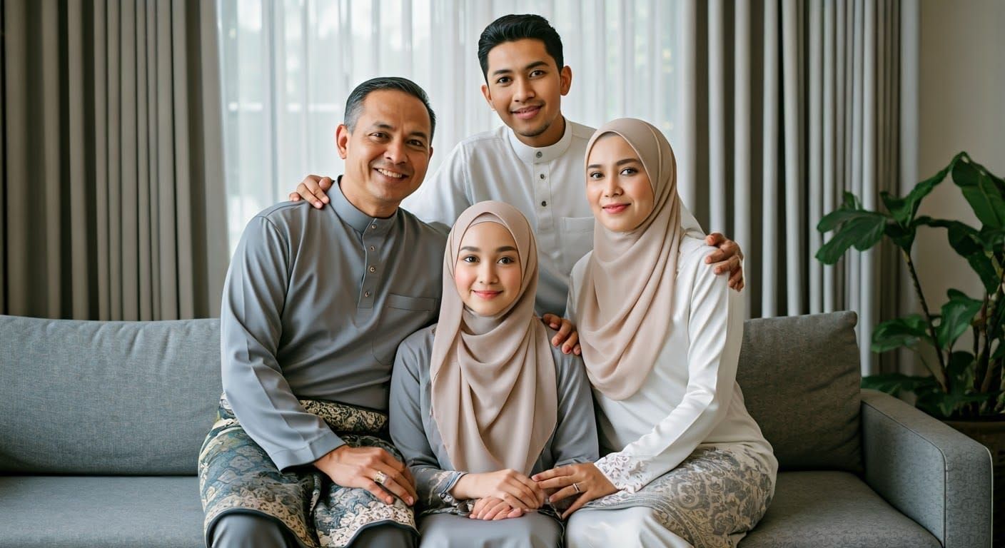 Southeast Asian Family Portrait in Luxurious Living Room