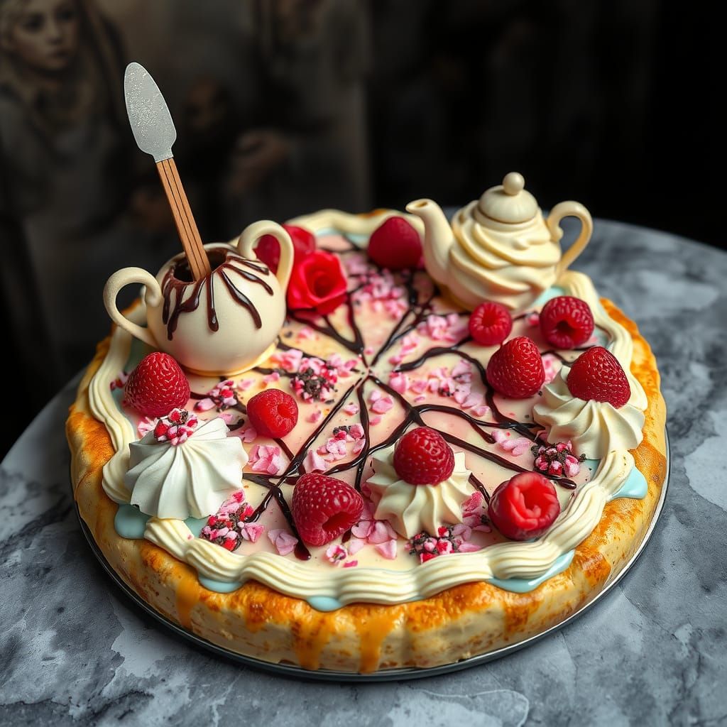 Beauty and the Beast Ice Cream Pizza in Graffiti Style