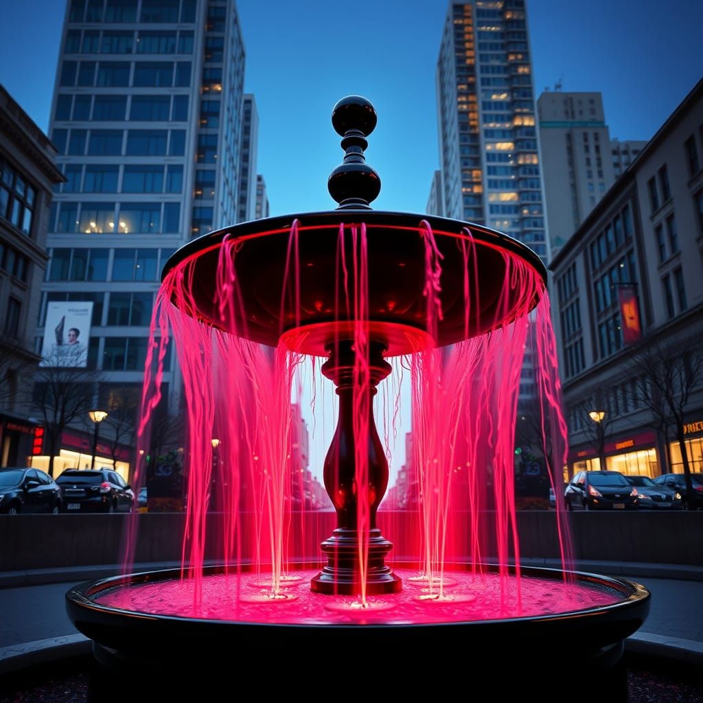 Surreal Wine Fountain Optical Illusion Sculpture