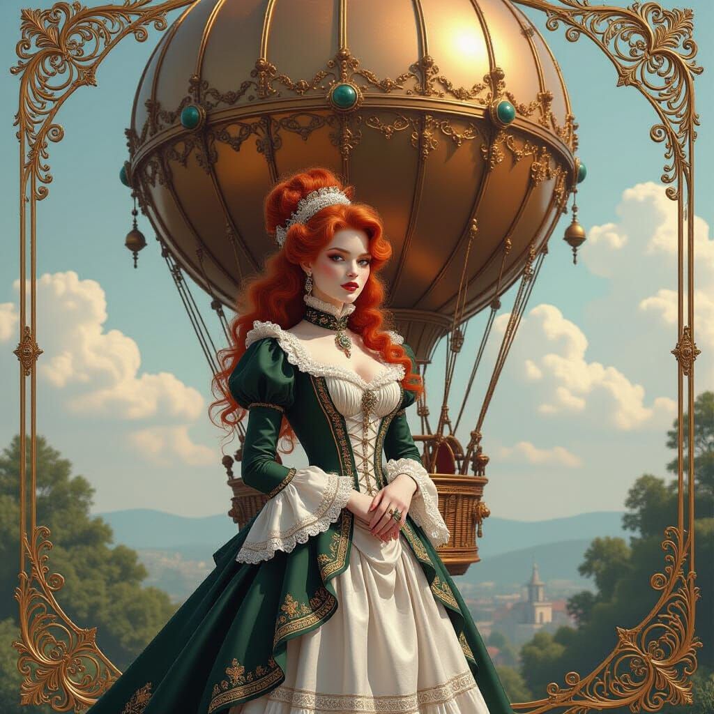 Steampunk Hot Air Balloon with Victorian Model