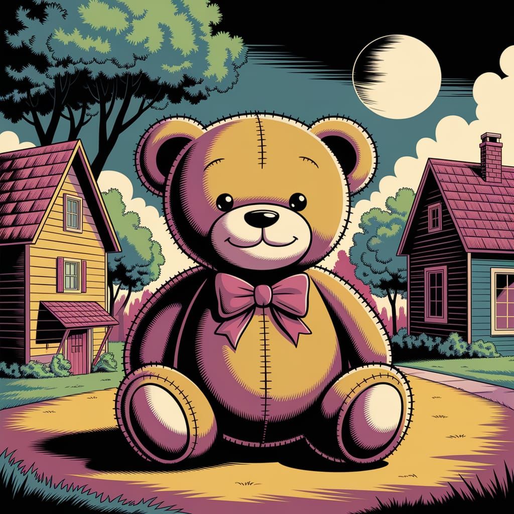Teddy Bear Kaiju Settles in Quaint Village