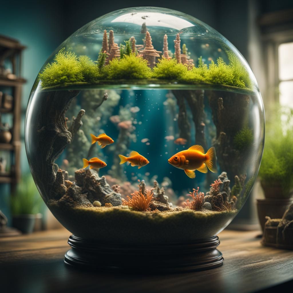 Miniature World Inside an Aquarium: Digital Matte Painting