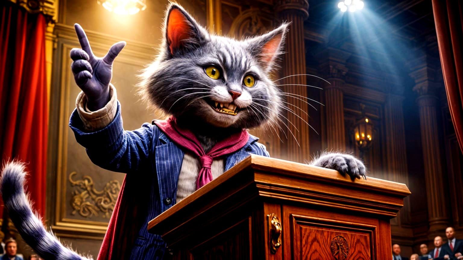 The Cheshire Cat as a slick politician.
