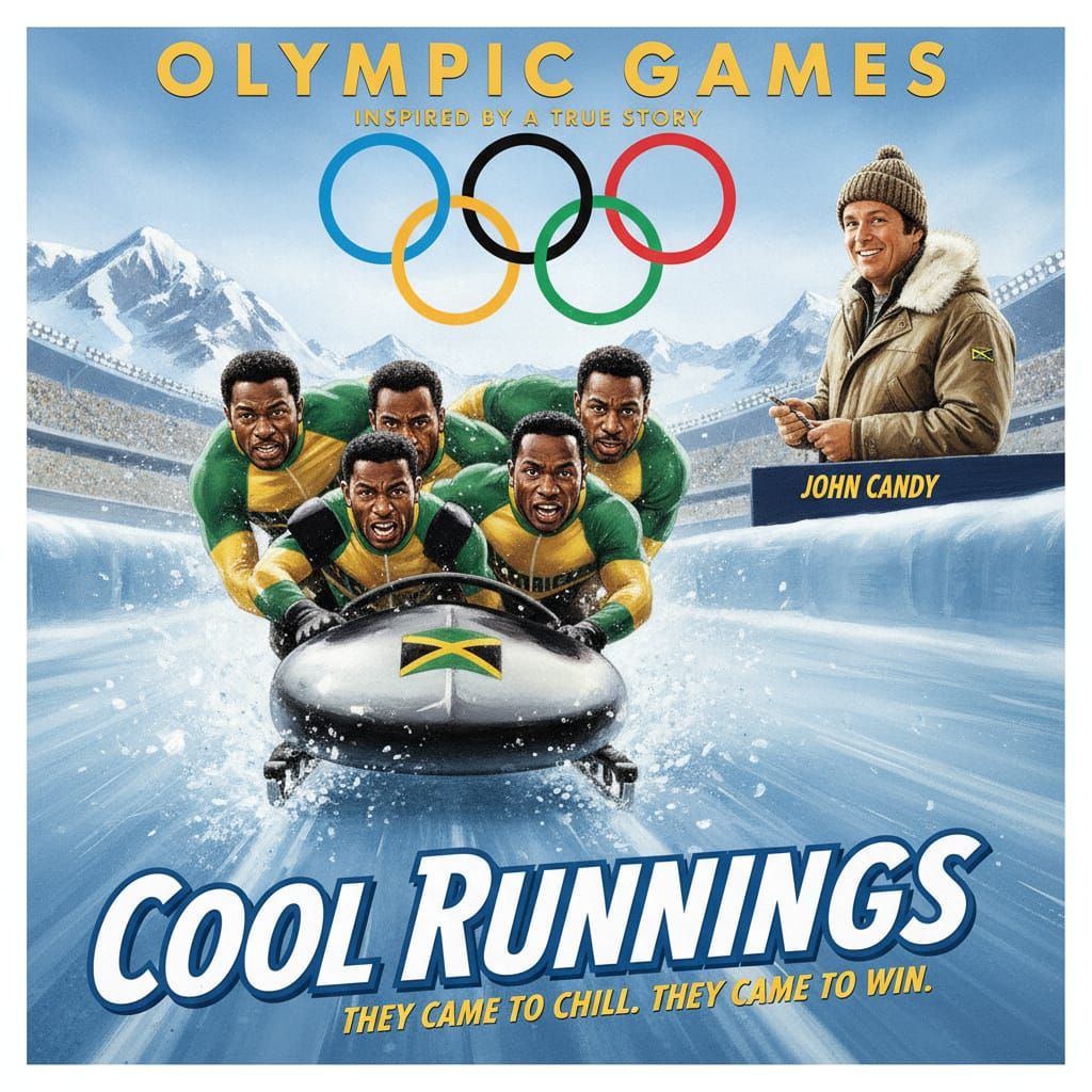 Jamaican Bobsled Team Movie Poster in Action