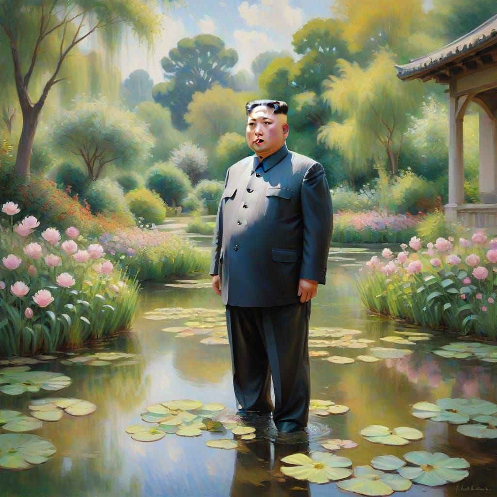 Impressionist Kim Jong Un in a Water Garden