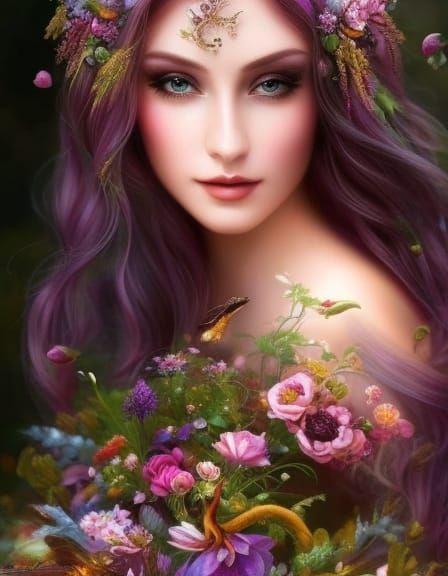 Enchanting Princess in Fairy Garden Digital Art