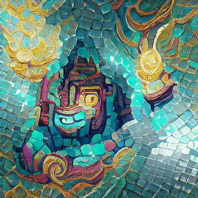 Bismuth Moon Temple with Turquoise Mosaics