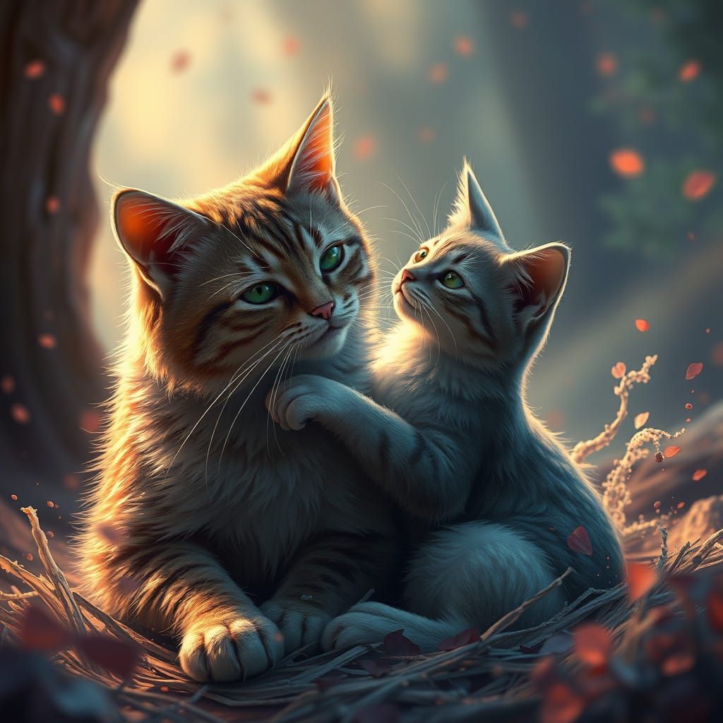 Ethereal Feline Fantasy in Deep Color