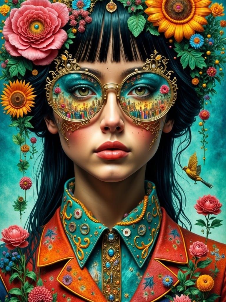 Whimsical Portrait of a Captivating Girl in a Dreamlike Sett...