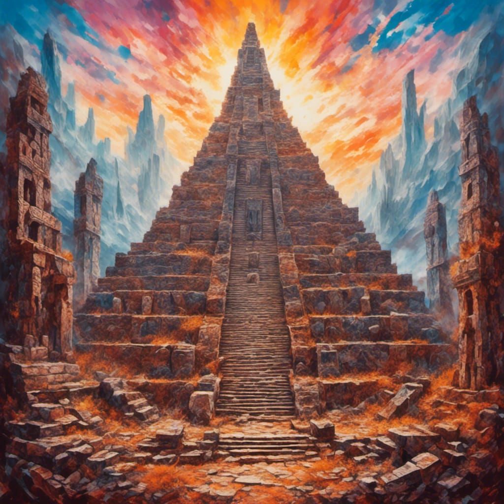 Indigenous Ruins in Gouache Watercolor Style