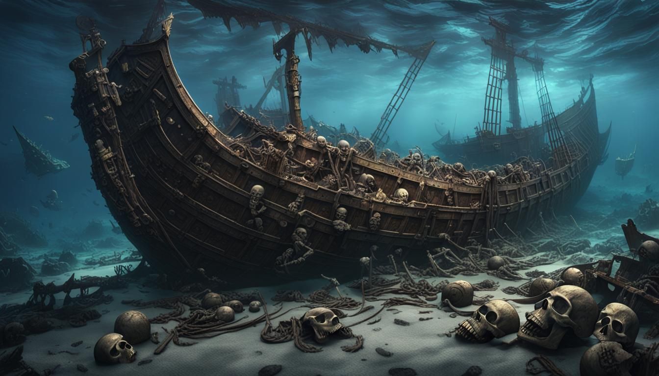 Sunken Viking Shipwreck in Deep Color