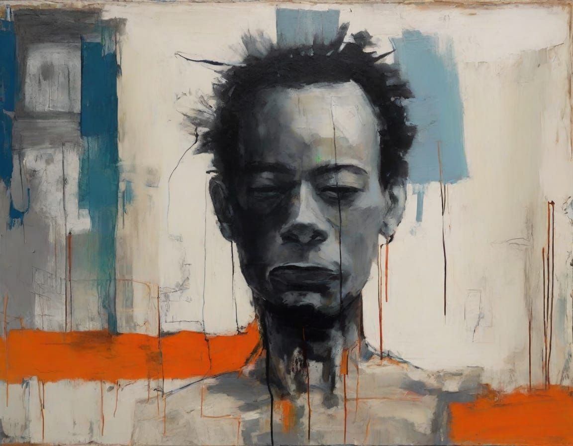 Heavy Brush Oil Painting of a Fading Figure