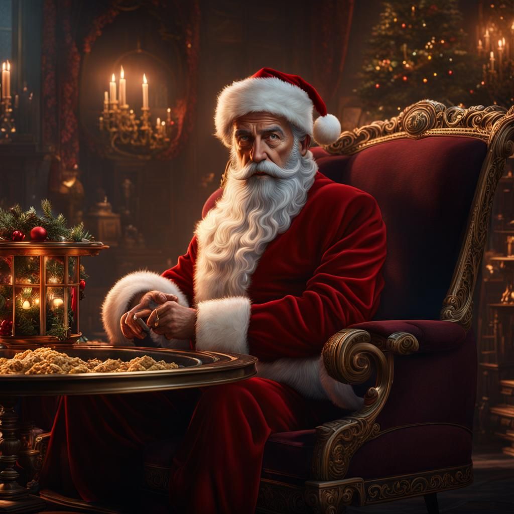 Humphrey Bogart as Santa Claus: Detailed Digital Art