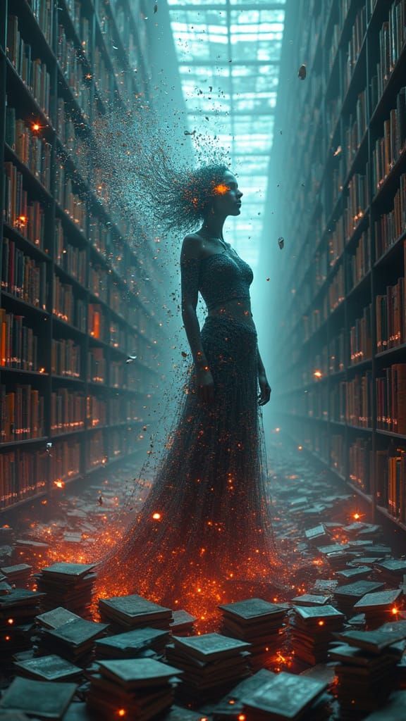 Digital Sorceress Transforms in Cyberpunk Library