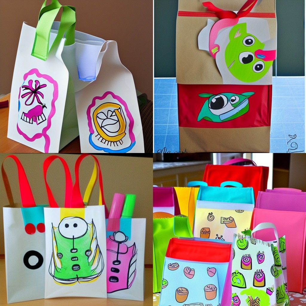 Hand-Drawn Party Favor Bags from Lunch Sacks
