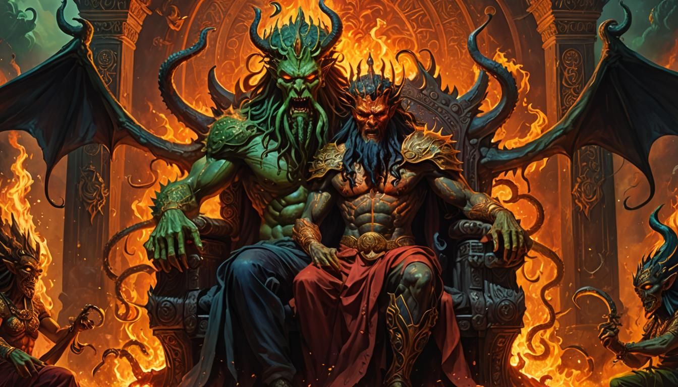 Beelzebub on a Fiery Throne with Companions