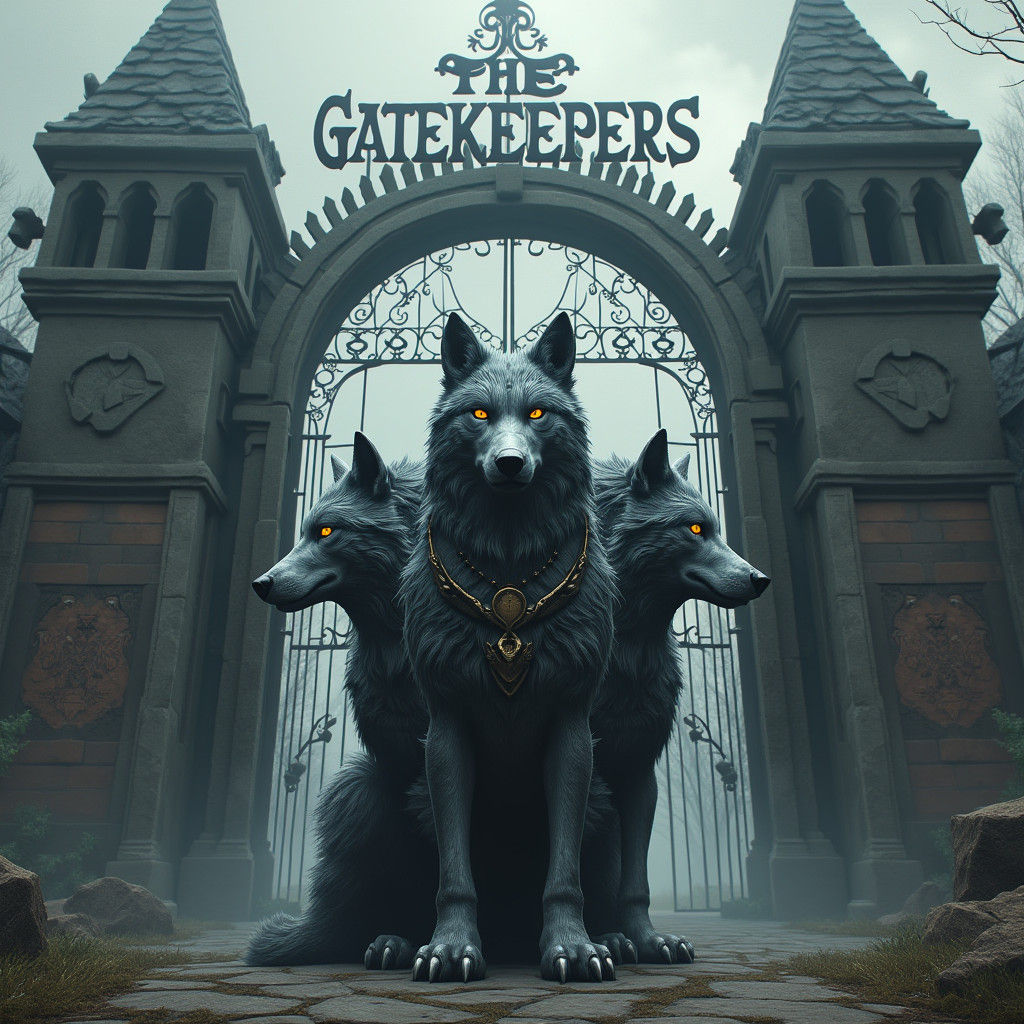 Armored Three-Headed Wolf Guards Gothic Gate