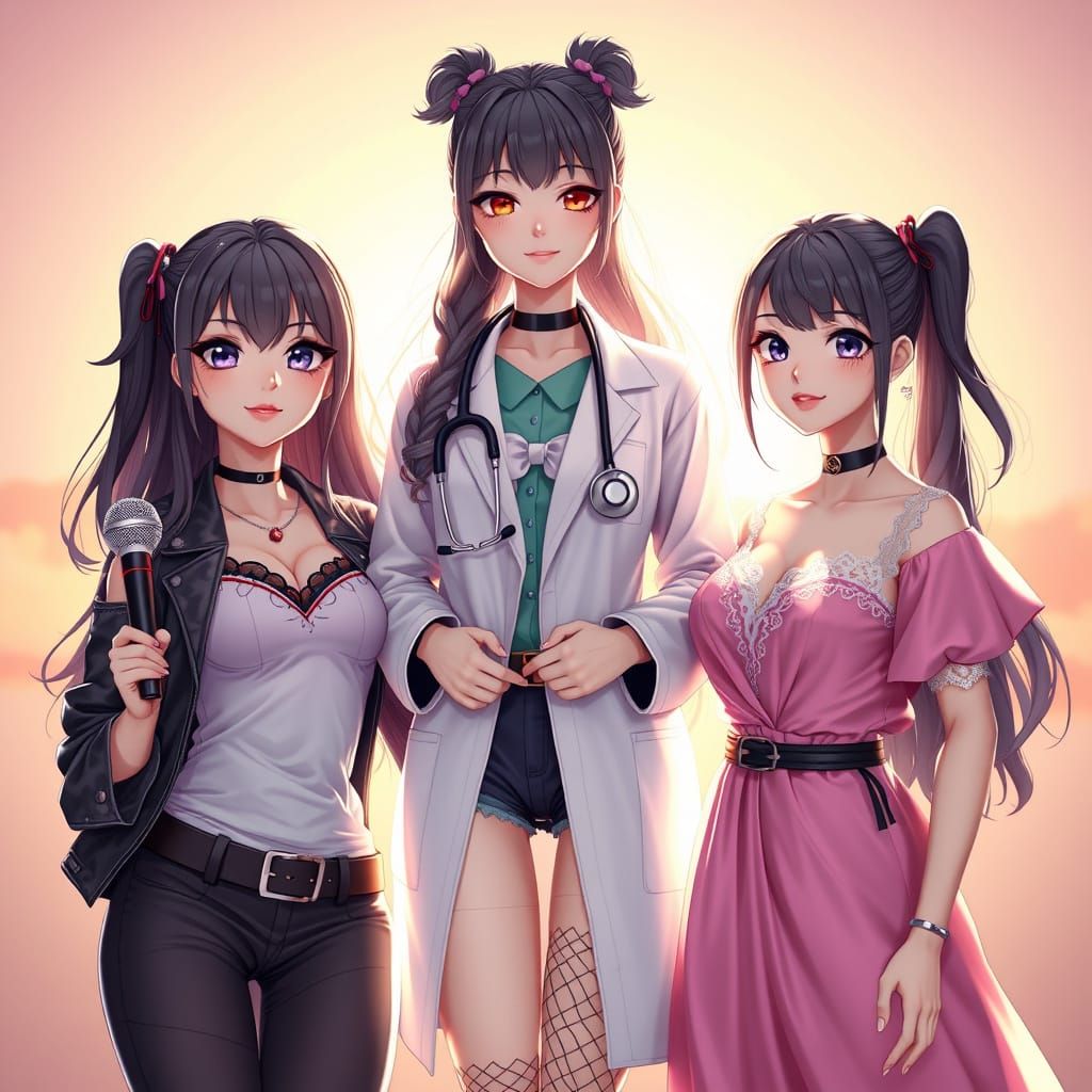 Anime Triplets Celebrate Individuality in Vibrant 3D Art