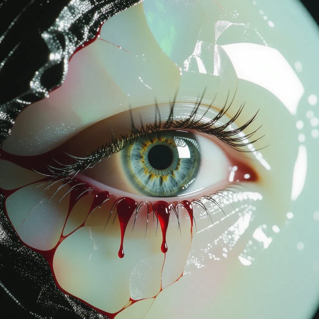 Silver Eye Emerging from Opal Moonstone: Cinematic Film Stil...