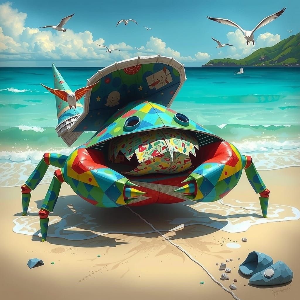 Colorful Origami Paper Sculptures in Playful Style