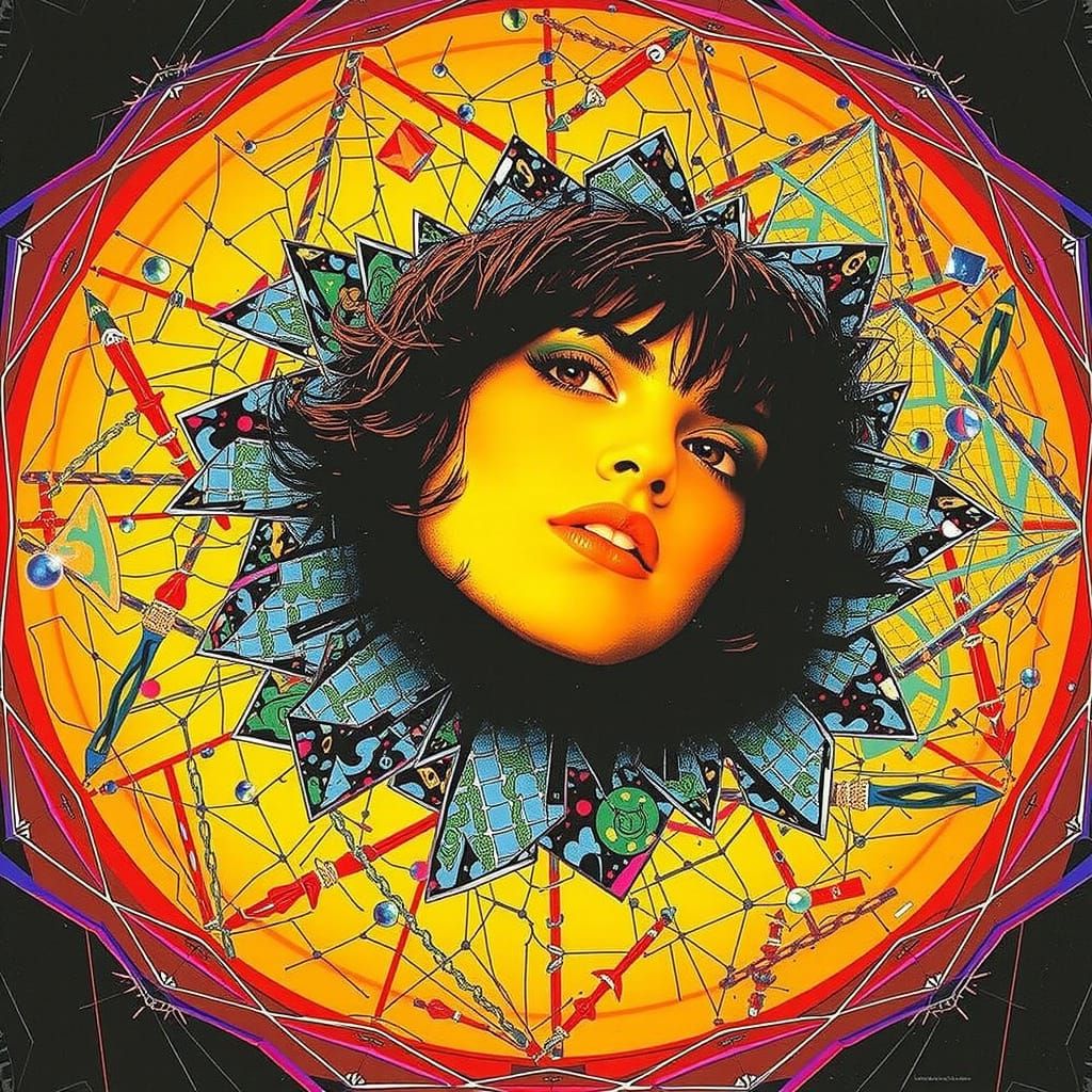 Flamboyant Woman in Clashing Patterns and Vibrant Colors