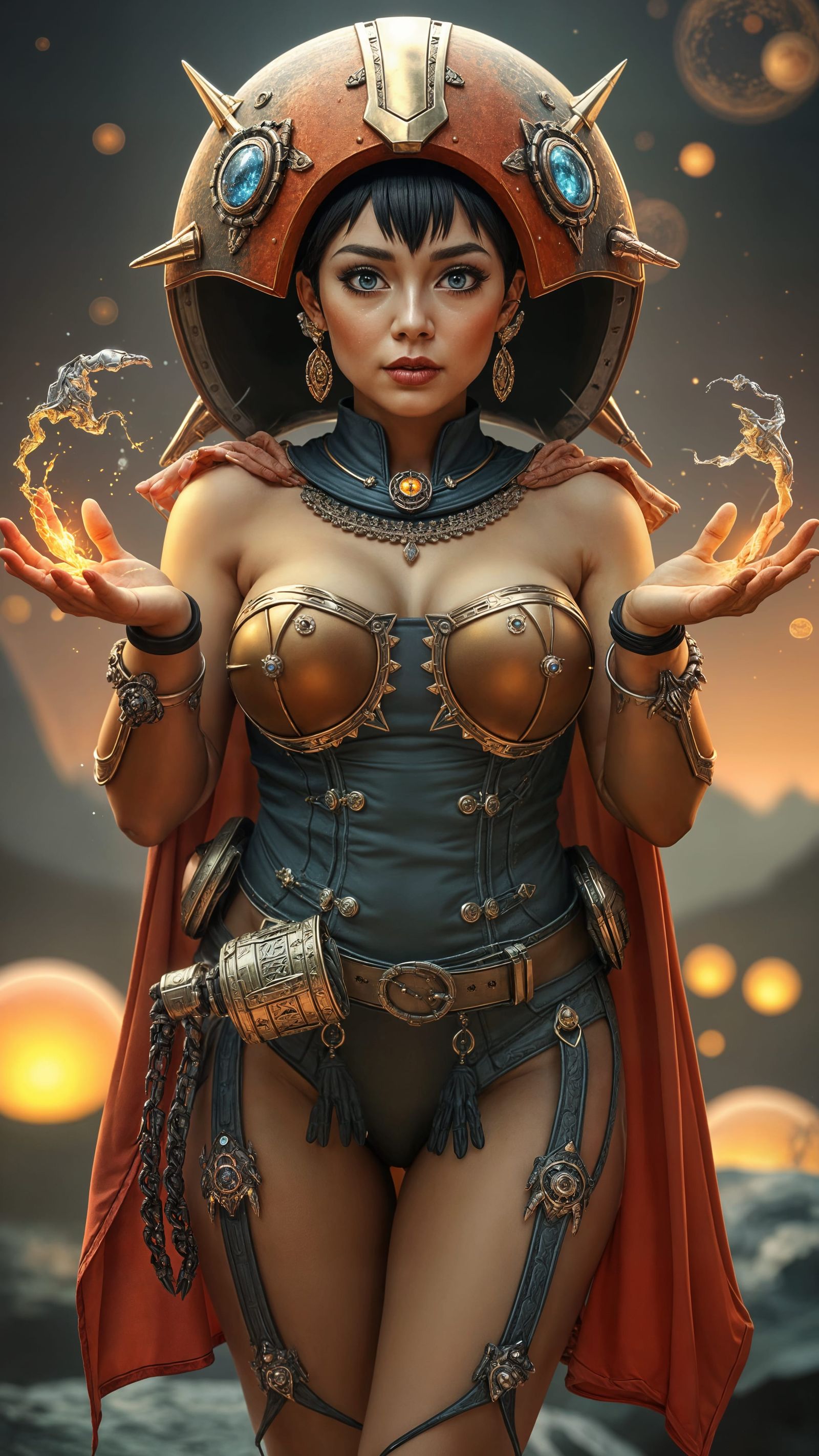 Epic Alien Sorceress Battles Foes in Retro Sci-Fi Costume