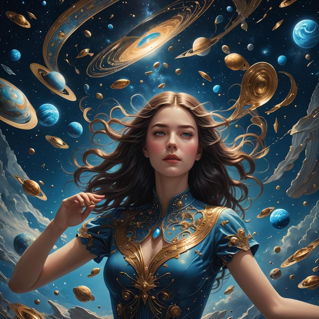 Surreal Woman in Zero Gravity Space Art