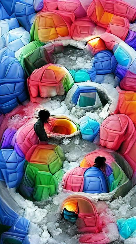 Colored ice igloo