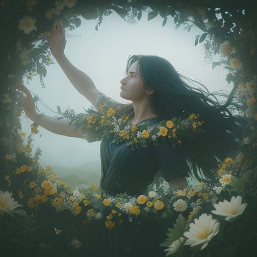 Whispering Floral Wreaths in Warm Golden Light