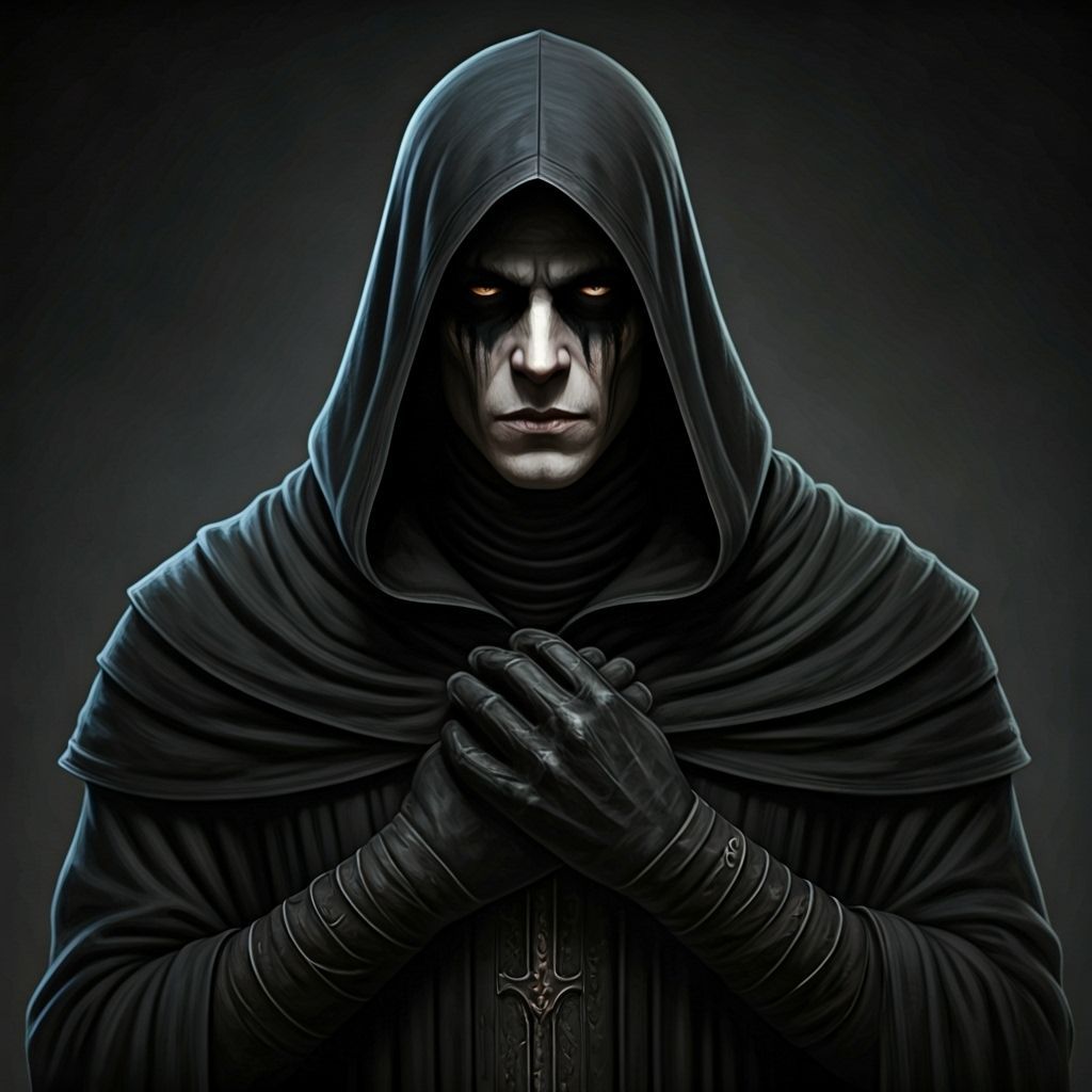 Dark Fantasy Shadow Figure in Black Cloak