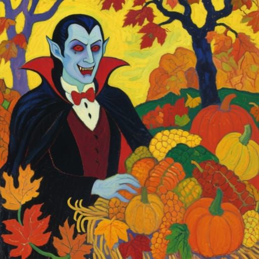 Vampire's Autumn Harvest in Gauguin and Somov Style